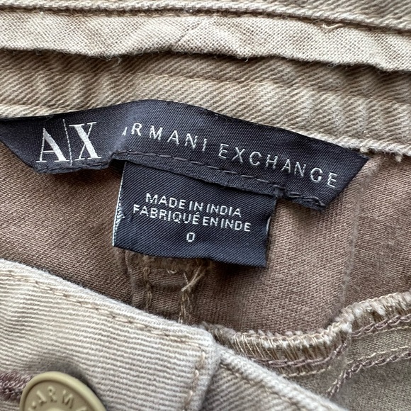 WOMENS ARMANI EXCHANGE KHAKI PATCHWORK KNEE CHINO SIZE 0 CLEAN 28” INSEAM - Picture 8 of 9